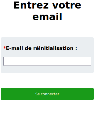 Reset enter email page Reset enter email page