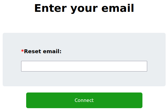 Reset enter email page Reset enter email page