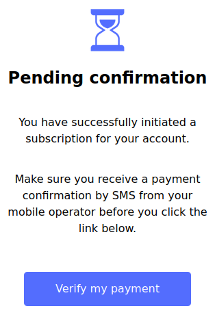 Subscription pending page Subscription pending page