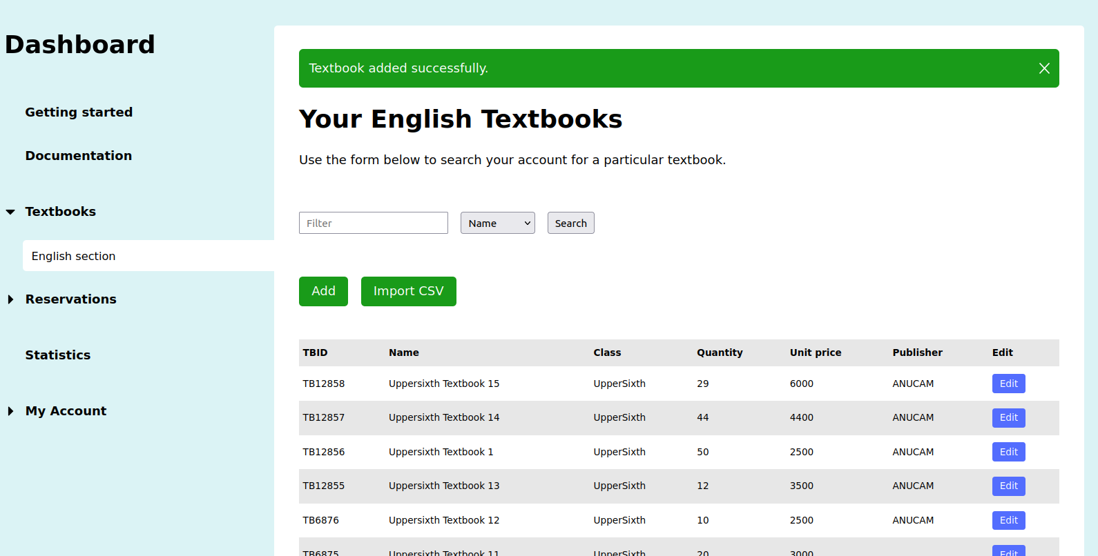 Supplier textbooks add manually success
