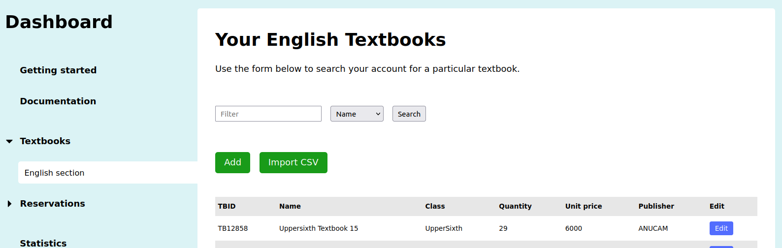 Supplier textbooks search form Supplier textbooks search form