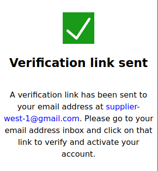 Verification link sent page Verification link sent page