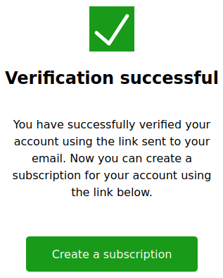 Verification successful page Verification successful page